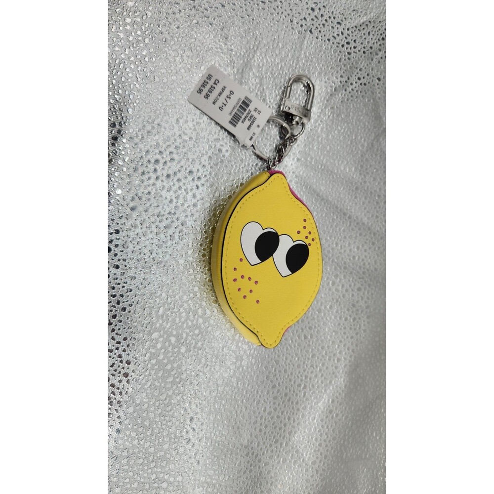 VS PINK Zip Pouch Keychain Charm Lemon/Yellow Daisy NWT